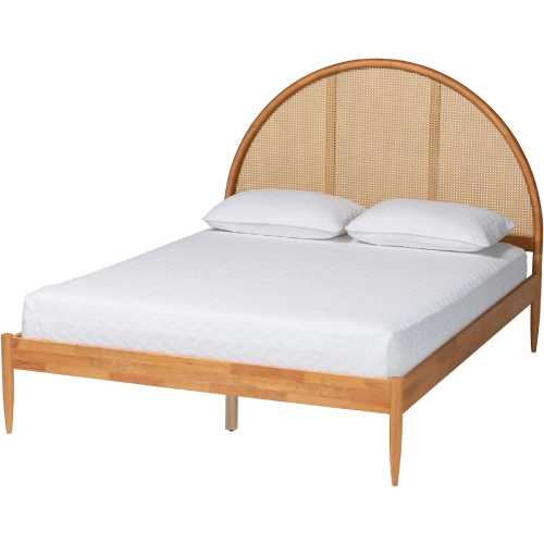 Wrenley Queen Bed in Antique Rattan & Oak Brown Wood