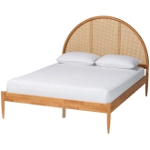 Wrenley Queen Bed in Antique Rattan & Oak Brown Wood