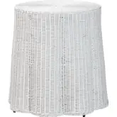 Palm Scallop Console Table in White Rattan