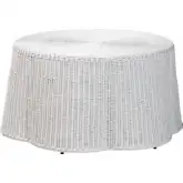 Palm Scalloped Coffee Table in Chalk White Rattan