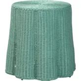 Palm Scallop Console Table in Teal Green Natural Rattan