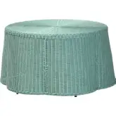 Palm Scallop Coffee Table in Seafoam Green Rattan
