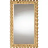 Vadim Accent Mirror with Seashell Shape Border in Antique Gold Finish Wood