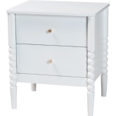 Lucera 2 Drawer Bobbin Nightstand in White Finish Wood