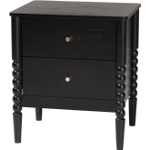 Lucera 2 Drawer Bobbin Nightstand in Black Finish Wood