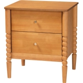 Lucera 2 Drawer Bobbin Nightstand in Oak Brown Finish Wood
