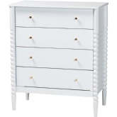Lucera 4 Drawer Bobbin Chest in White Finish Wood