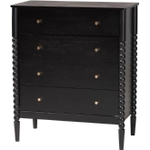 Lucera 4 Drawer Bobbin Chest in Black Finish Bobbin Wood