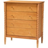 Lucera 4 Drawer Bobbin Chest in Oak Brown Finish Wood