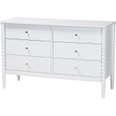 Lucera 6 Drawer Bobbin Dresser in White Finish Wood