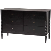 Lucera 6 Drawer Bobbin Dresser in Black Finish Bobbin Wood