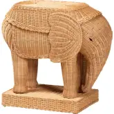 Elissa Elephant Shaped End Table in Light Honey Rattan