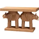 Elissa Elephant Console Table in Light Honey Finish Rattan