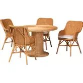 Wistan 5 Piece Round Dining Set in Light Honey Rattan