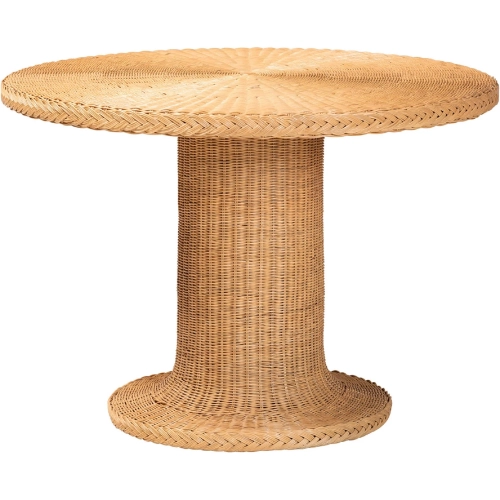 Farrow 42" Round Dining Table in Braided Light Honey Rattan