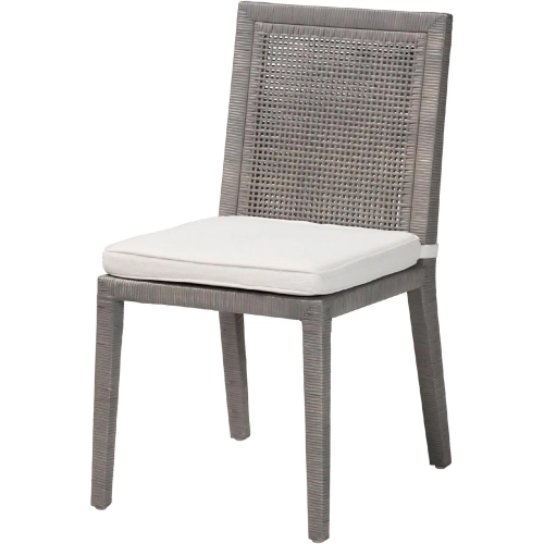 Sofia Dining Chair in French Grey Natural Rattan & Neutral Fabric (Set of 2)