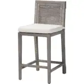 Sofia Counter Stool in French Grey Natural Rattan & Neutral Fabric (Set of 2)