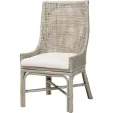 Bella Dining Chair in French Grey Rattan & Neutral Fabric (Set of 2)