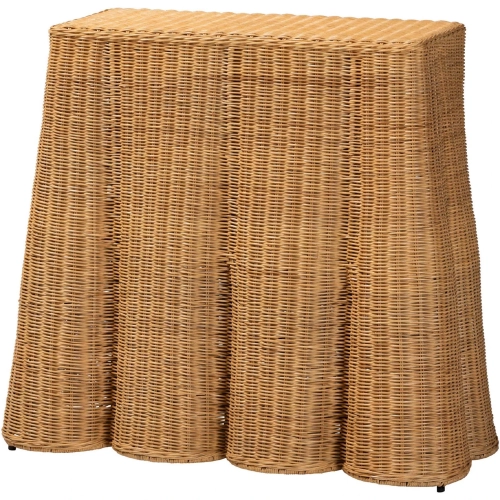 Palm Scallop Console Table in Light Honey Natural Rattan