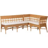Oxford 2 Piece Dining Nook Bench Set in Light Honey Rattan & Fabric