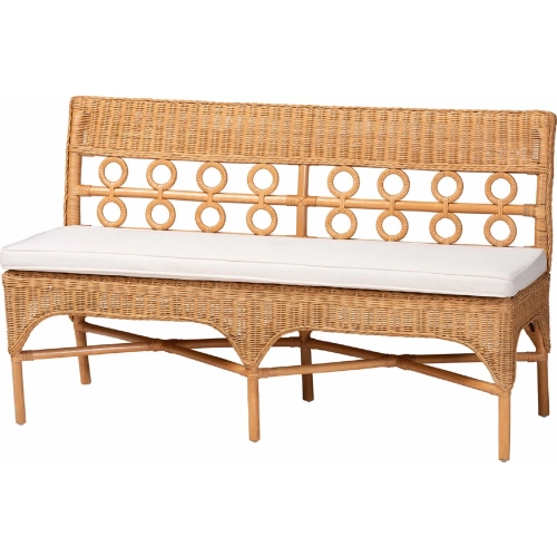 Oxford Dining Bench in Light Honey Rattan & Fabric