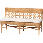 Oxford Dining Bench in Light Honey Rattan & Fabric