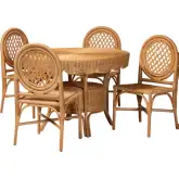Troy 5 Piece Dining Set in Light Honey Natural Rattan