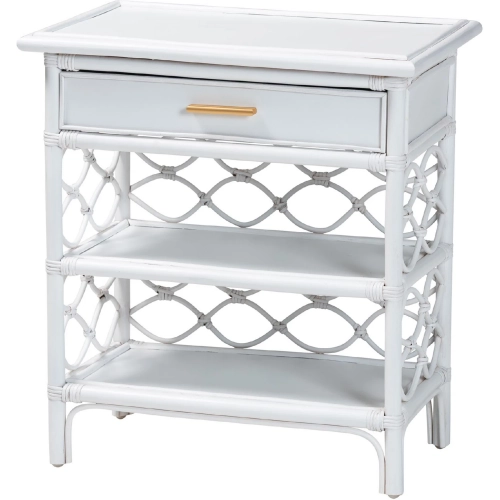 Akane 1 Drawer Nightstand in White Natural Rattan