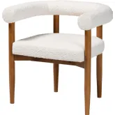 Caia Dining Arm Chair in Cream Boucle & Walnut Finish Wood