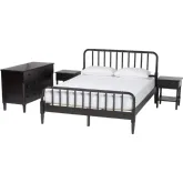 Braith King 4 Piece Bedroom Set with 2 Nightstands in Black Spindle Wood