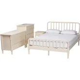Braith King 4 Piece Bedroom Set in Ivory Spindle Wood