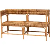 Adisa Banquette Dining Bench in Handcrafted Natural Rattan & Seagrass