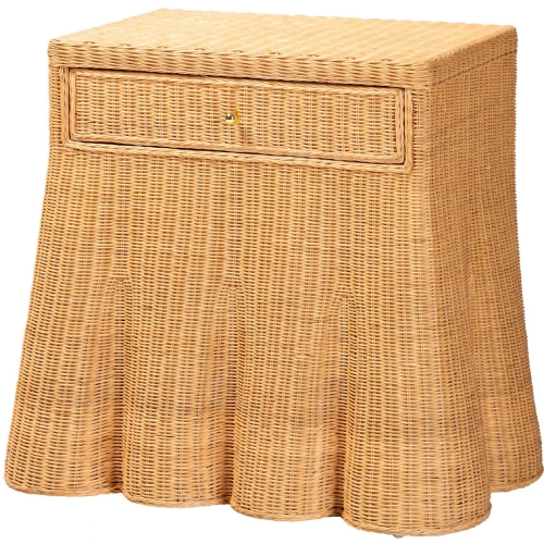 Chica Scalloped 1 Drawer Console Table in Handwoven Natural Rattan