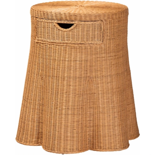 Dayo Scalloped 1 Drawer Console Table in Handwoven Natural Rattan