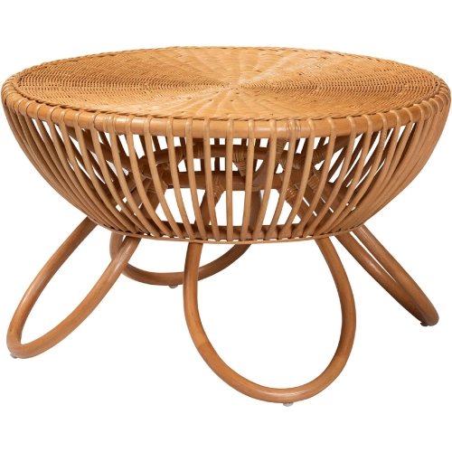 Abel Coffee Table w/ Splayed Legs in Light Honey Rattan