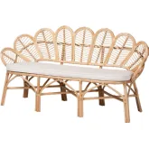 Eliava Accent Bench in Natural Rattan & Cream Fabric