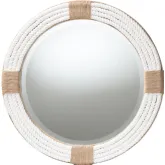 Makya 30" Round Mirror in White & Natural Woven Jute Rope