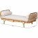 Aiko Twin Daybed in Handwoven Light Honey Rattan & Cream Fabric