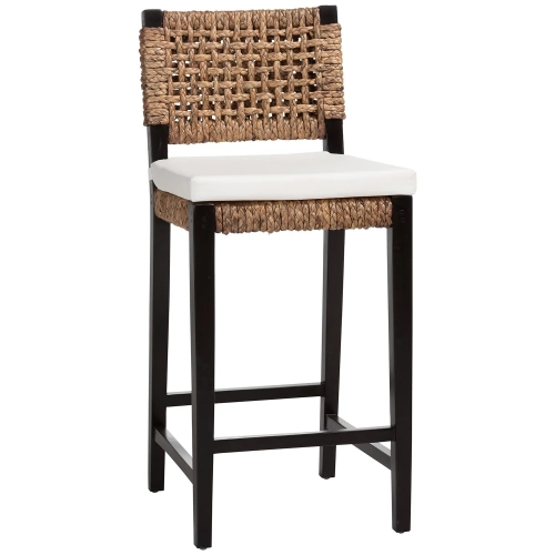 Alise Bar Stool in Dark Brown Wood & Seagrass (Set of 2)