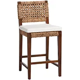 Alise Counter Stool in Earthy Brown Wood & Seagrass (Set of 2)