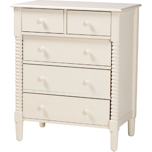 Braith 5 Drawer Chest in Ivory Spindle Wood