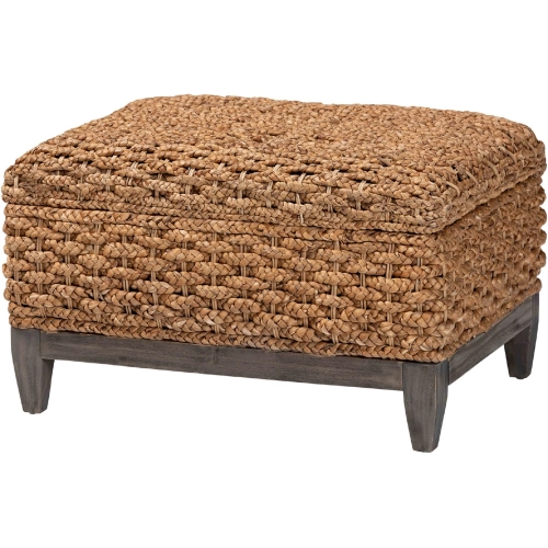Bailey Lift Top Storage Ottoman in Handwoven Seagrass