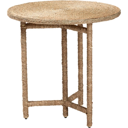 Fumito Round End Side Table in Handwoven Seagrass