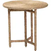 Fumito Round End Side Table in Handwoven Seagrass