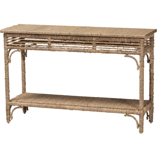 Ganit Console Table w/ Lower Shelf in Handwoven Seagrass