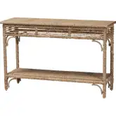 Ganit Console Table with Lower Shelf in Handwoven Seagrass