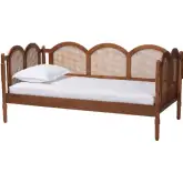 Carmiya Scalloped Twin Daybed in Wood & Synthetic Rattan