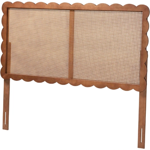 Orianthe Queen Scalloped Headboard in Wood & Rattan