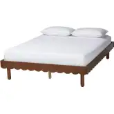 Orianthe Queen Scalloped Bed Frame in Walnut Brown Finish Wood