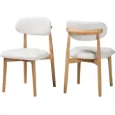 Wattsu Dining Chair in Natural Wood & White Boucle Fabric (Set of 2)